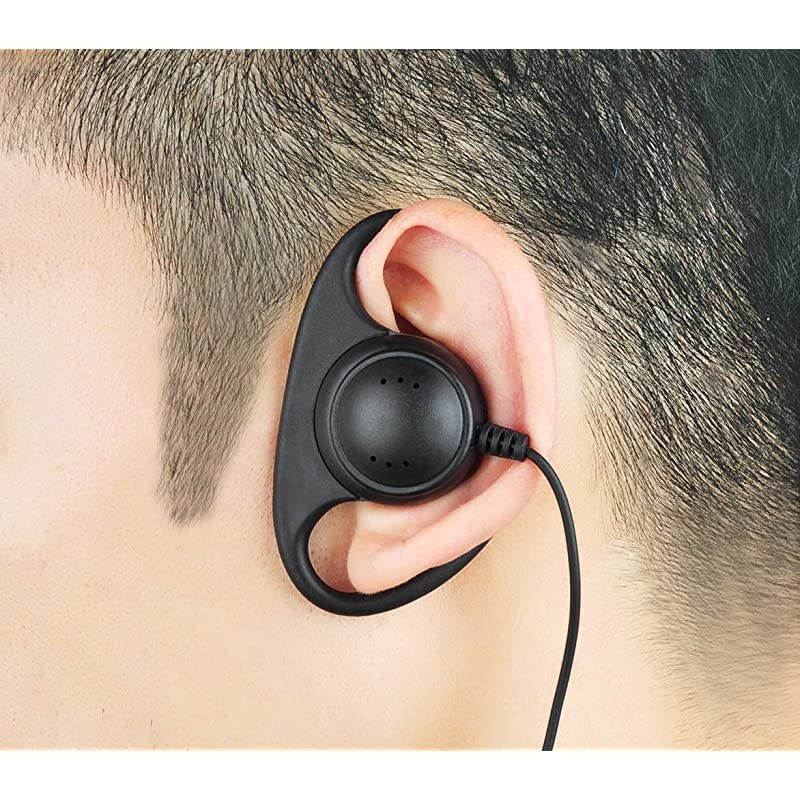 D Shape Earpiece Headset with Big PTT for 2 Pin Walkie Talkie Radio Kenwood