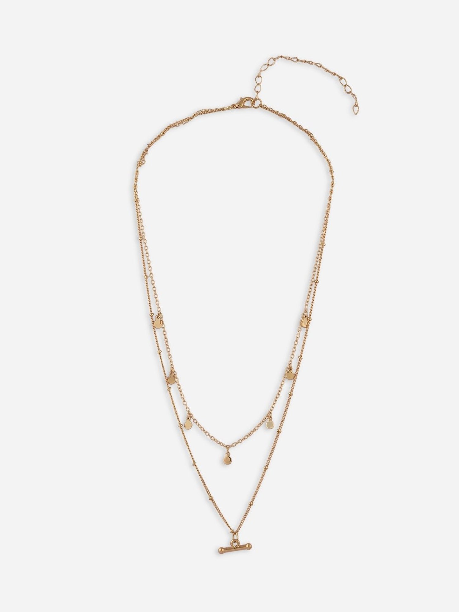 ToniQ Casual Double Layered Golden Necklace for Women