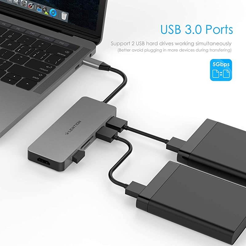 USB C Hub with 4K HDMI, 3 USB 3.0, SD/Micro SD Card Reader Compatible 2020-2016 MacBook Pro 13/15/16, New Mac Air/Surface, Chromebook, Multi-Port Adapter (CB-C18, Space Gray)