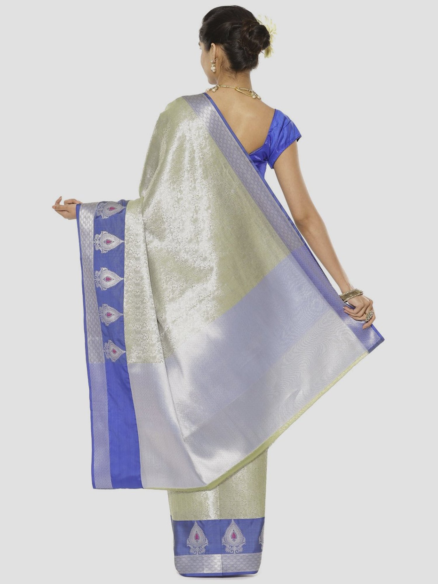 Banarasi Silk Works Green Woven Saree With Unstitched Blouse