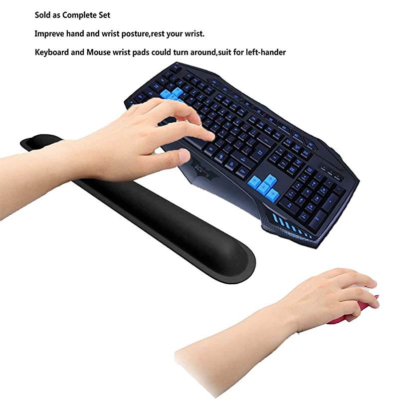 Wrist Rest Pads for Keyboard and Mouse with Memory Foam for Easy Typing and Wrist Pain Relief for Gaming/Office/PC/Mac/Laptop-Lightweight Anti-Skid Wrist Cushion