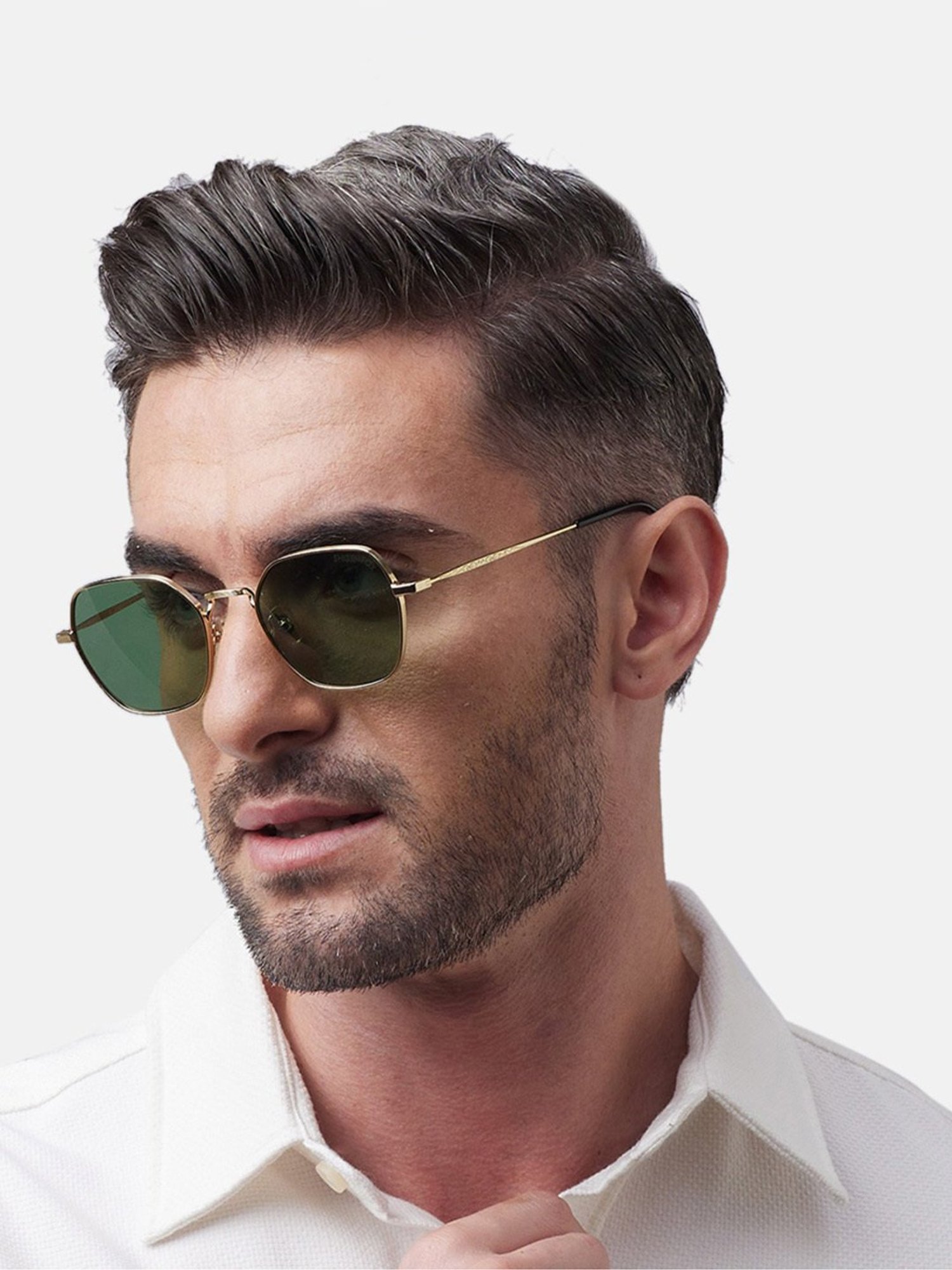 Shisen Fox Green Oval Unisex Sunglasses