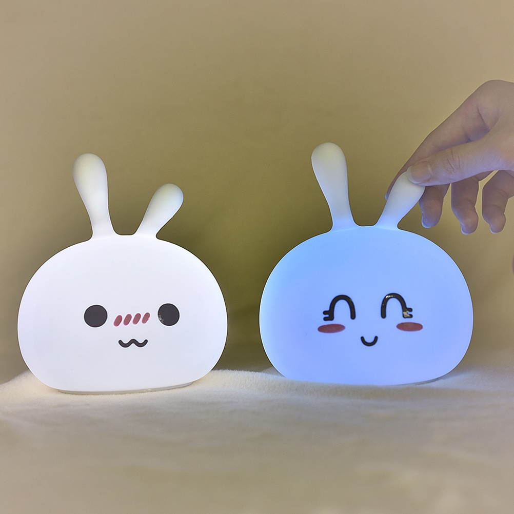 Silicone Kids Night Light Cartoon Bunny Portable Bedside Lamp 3 Modes Rechargeable Table Light