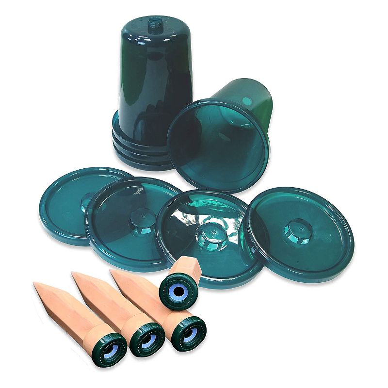 Bio Green HCPS4 Indoor Outdoor Self Watering Drip Irrigation System Kit for Garden and Raised Plant Bed, Set of 4 Hydro Cups and Terracotta Stakes