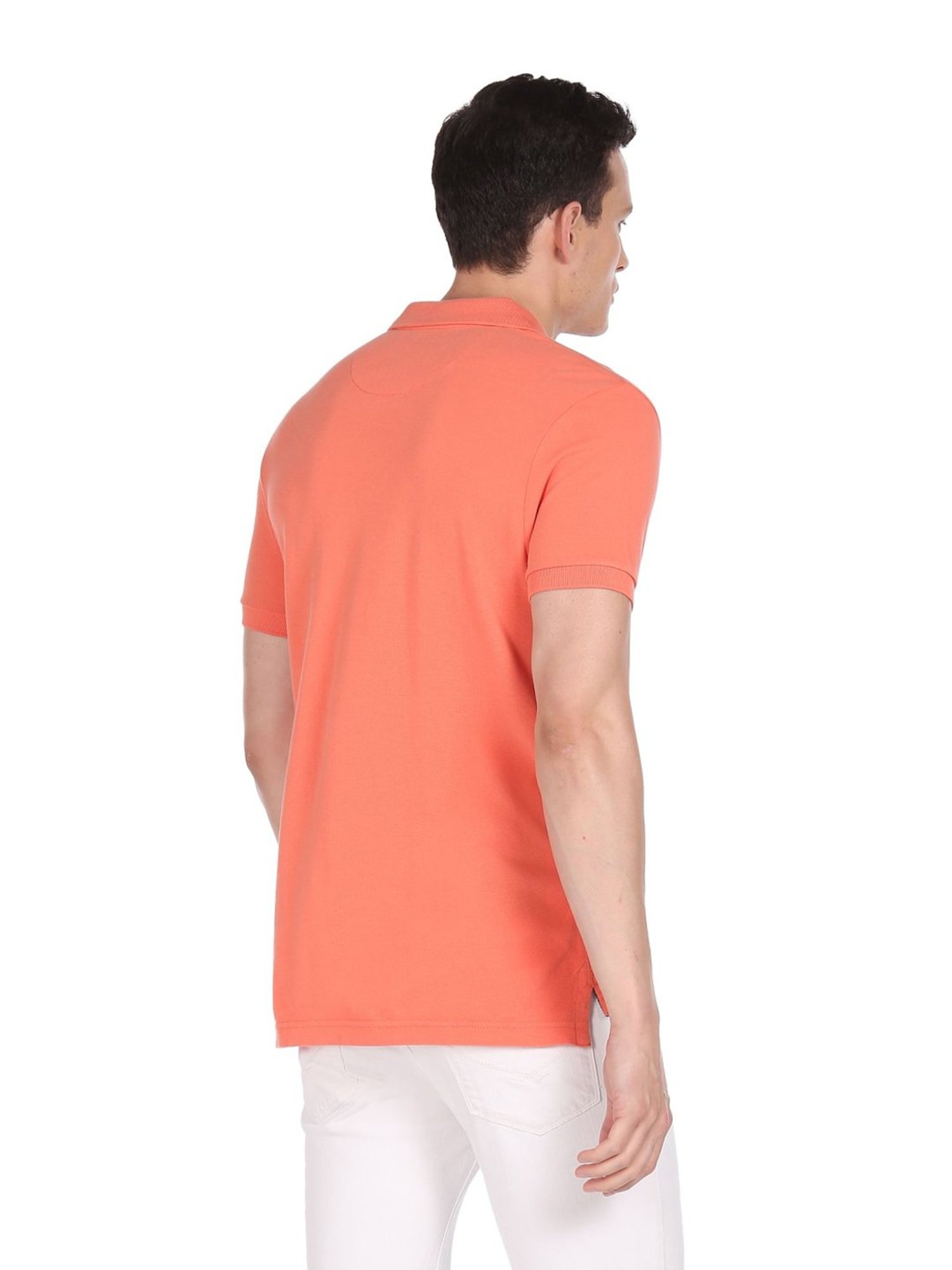 U.S. Polo Assn. Peach Cotton Regular Fit Printed Polo T-Shirt