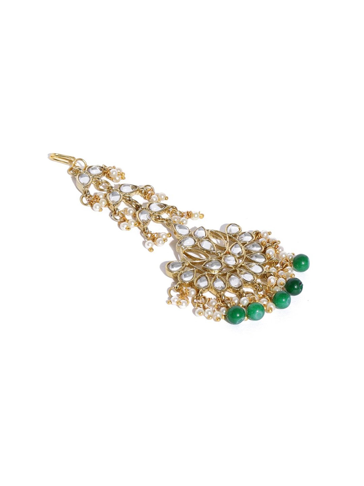 Zaveri Pearls Green & Clear Alloy Necklace Set
