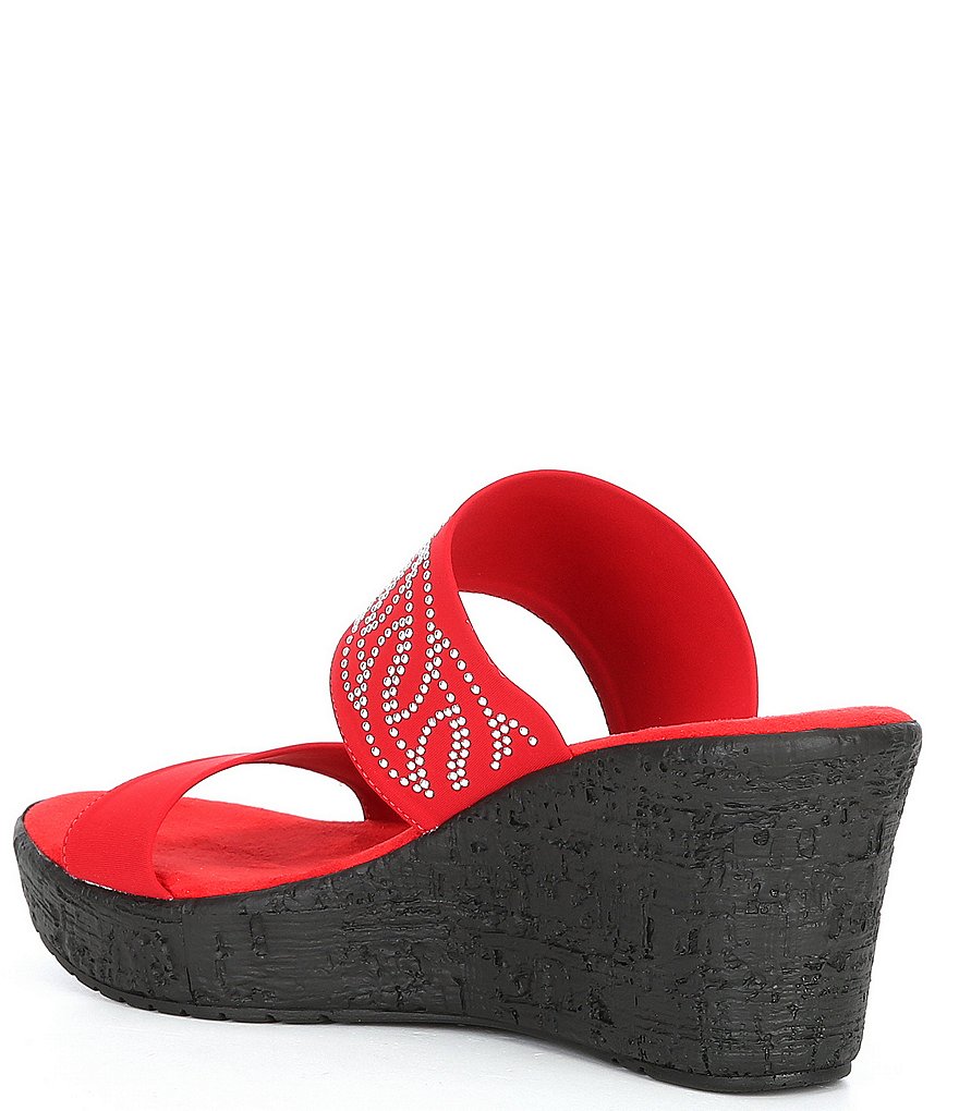 Onex Bernice Embellished Leather Slide-On Wedges