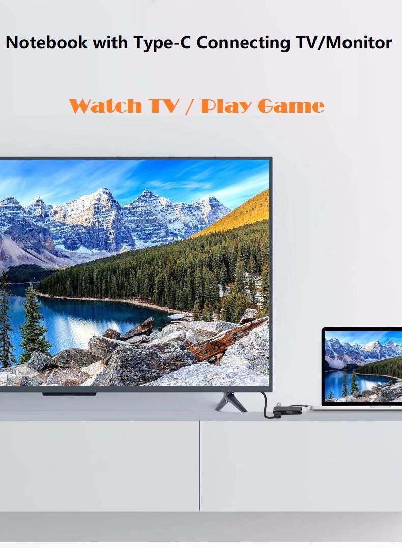 5in1 Type-C HUB USB C to 4K HDMI VGA 3.5mm Audio UHD Video Converter Dock with USB 3.0 and USB-C PD Charging for MacBook, ChromeBook and Galaxy S8/S8+/S9/S9+/S10/S10+/S20/S20+ and More.