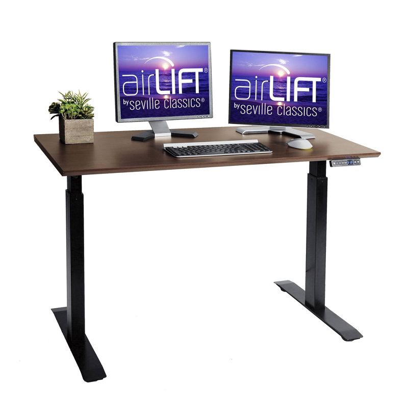 Airlift Electric Height Adjustable Standing Desk with USB Charger Walnut - Seville Classics