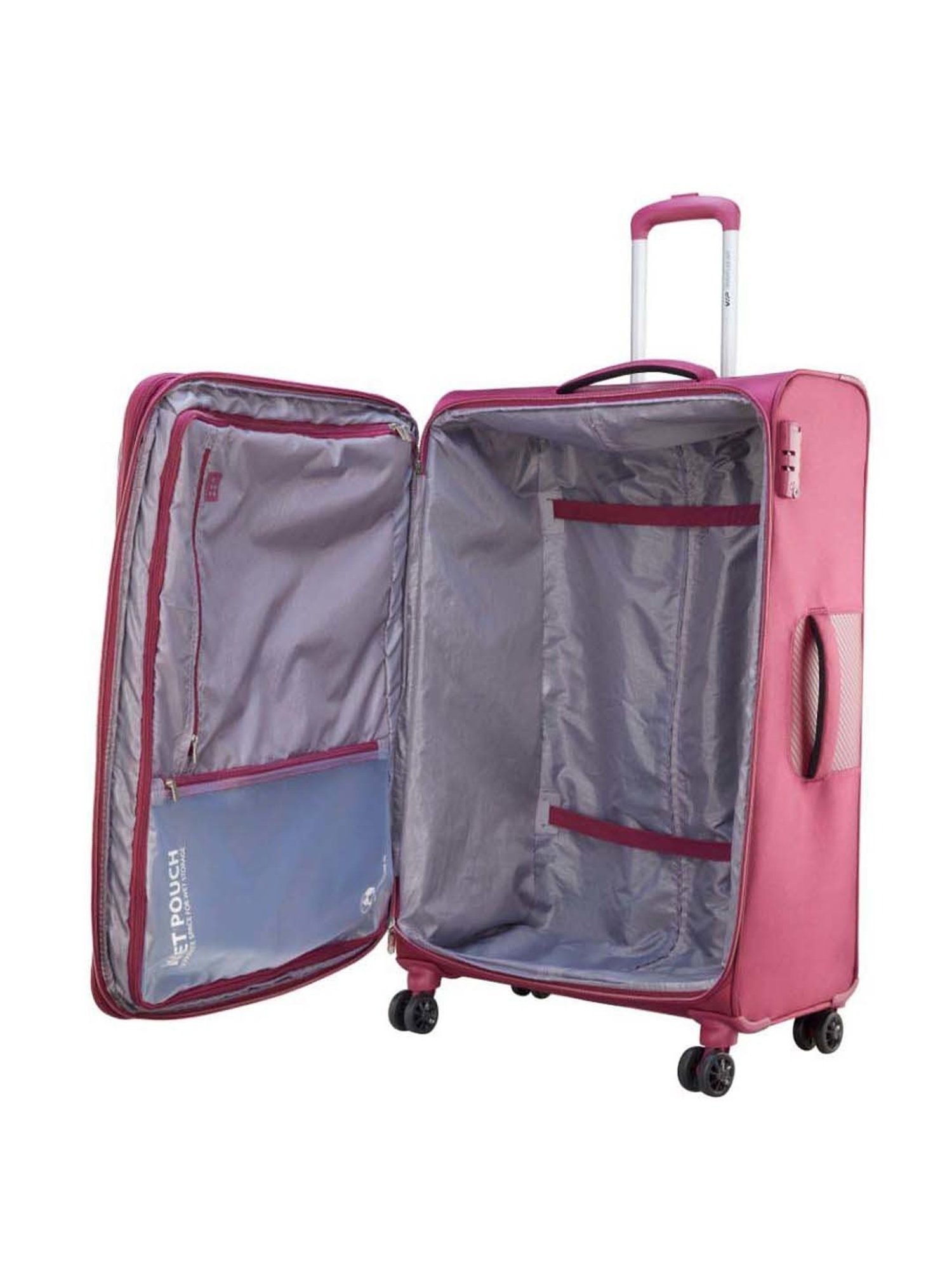 VIP Cardinal Str Exp Burgundy Striped Soft Large Trolley Bag - 51.5 cm