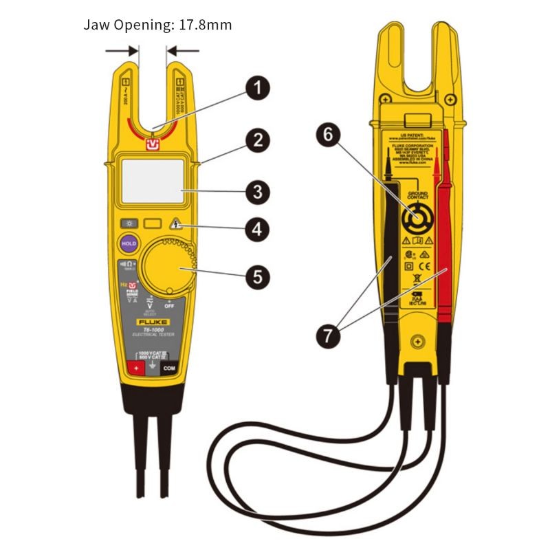 FLUKE T6-1000 NCV Clamp Meter Digital Multimeter Clamp Multimeter Universal Meter Clamp True-RMS Electrical Tester Ammeter AC/DC Voltage Meters 200A AC Current Clamp Meter 1000V DC/AC Voltage 2000O