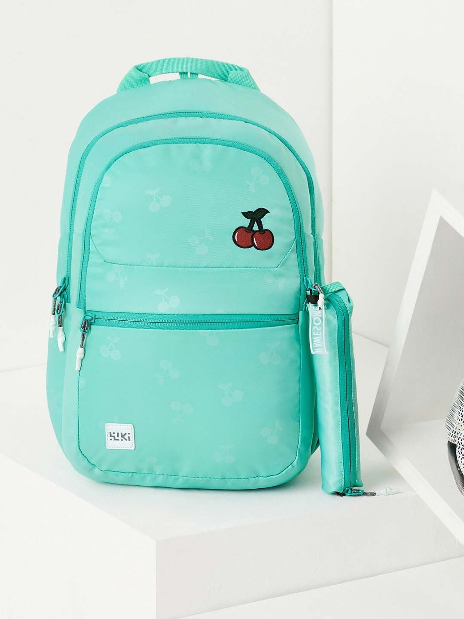 Wiki Back to School 1 Green Polyester Printed Backpack - 22 Ltrs