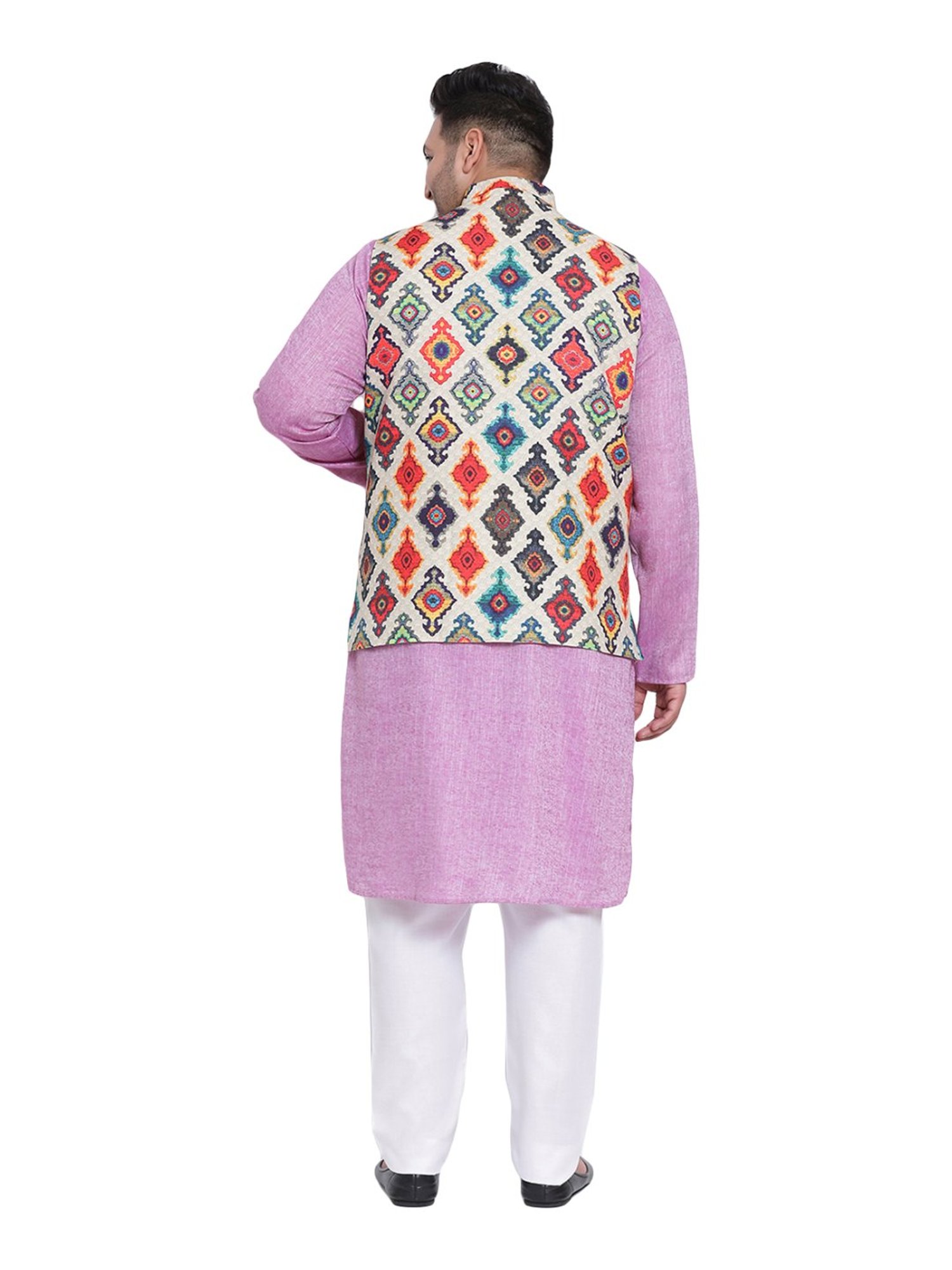 Hangup Purple & Ivory Regular Fit Kurta Bottom & Jacket Set