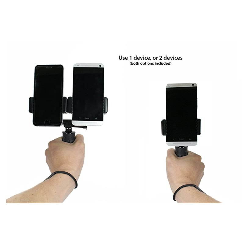 Dual Device Hand-Held Stabilizer for Cell Phone or GoPro Camera. Compatible with iPhones, Samsung Galaxy, HTC, etc.