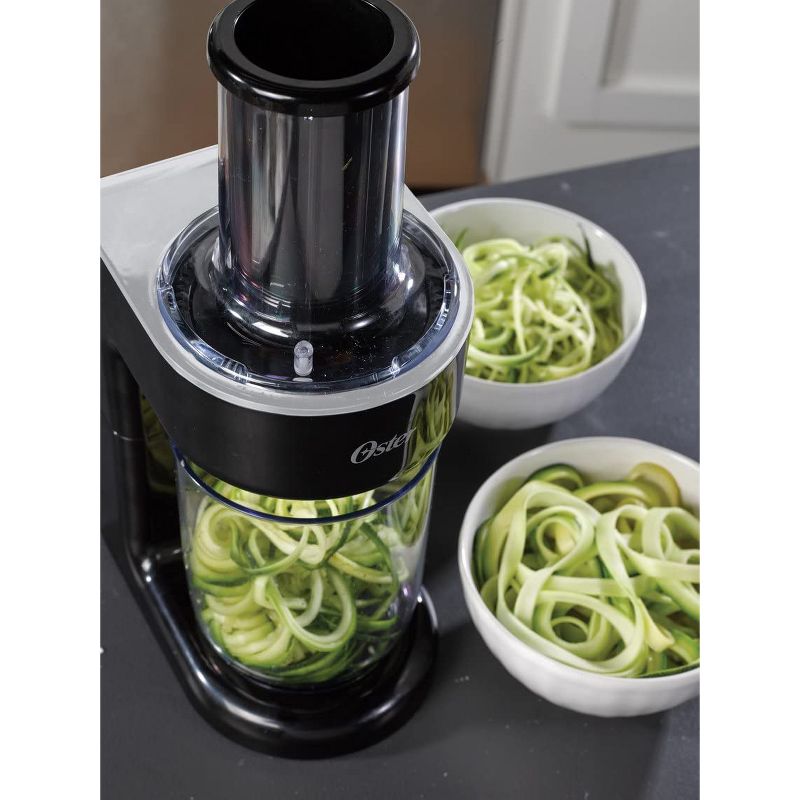 Oster FPSTES1050 Easy to Use Electric Home Spiralizer Food Processor with 2 Blades for Spaghetti and Fettuccine Shaped Noodles