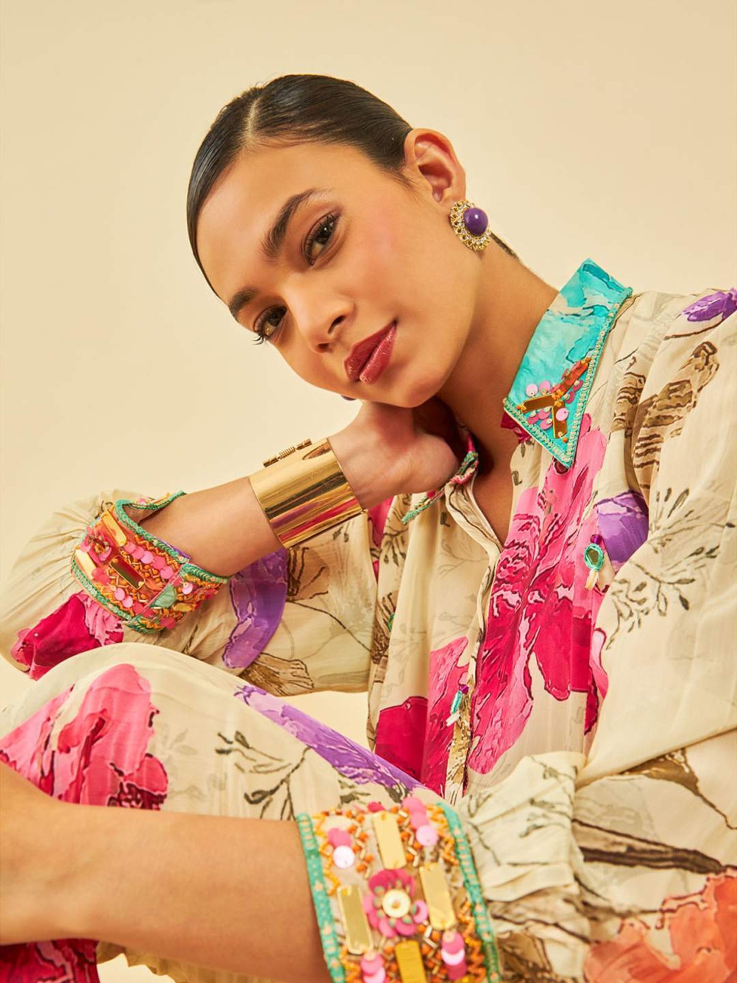 Melon by PlusS Blue Printed Shirt Pant Set