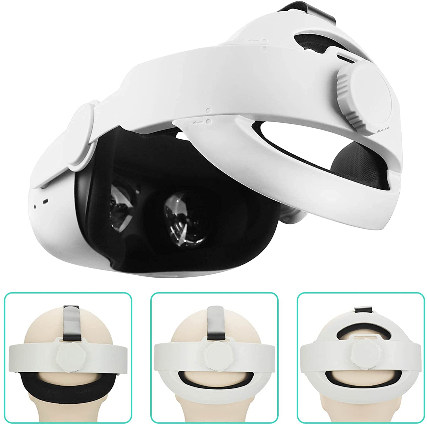 Split Structure Head Strap Compatible for Oculus Quest 2 with Head Cushion, Replacement for Elite Strap, Fits The Official Quest 2 Carrying Case, Lightweight Portable Storage