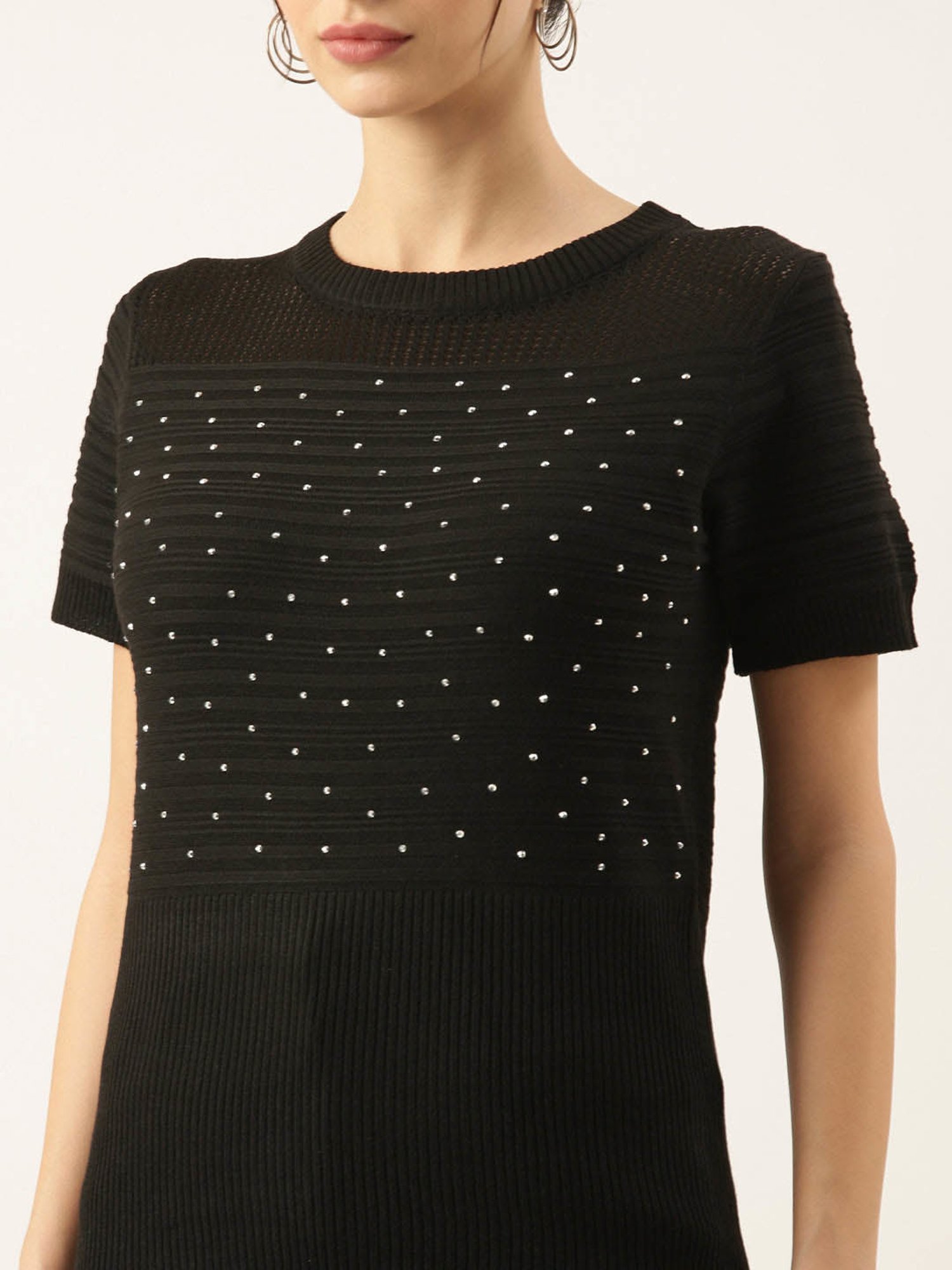SHOWOFF Black Embellished Top