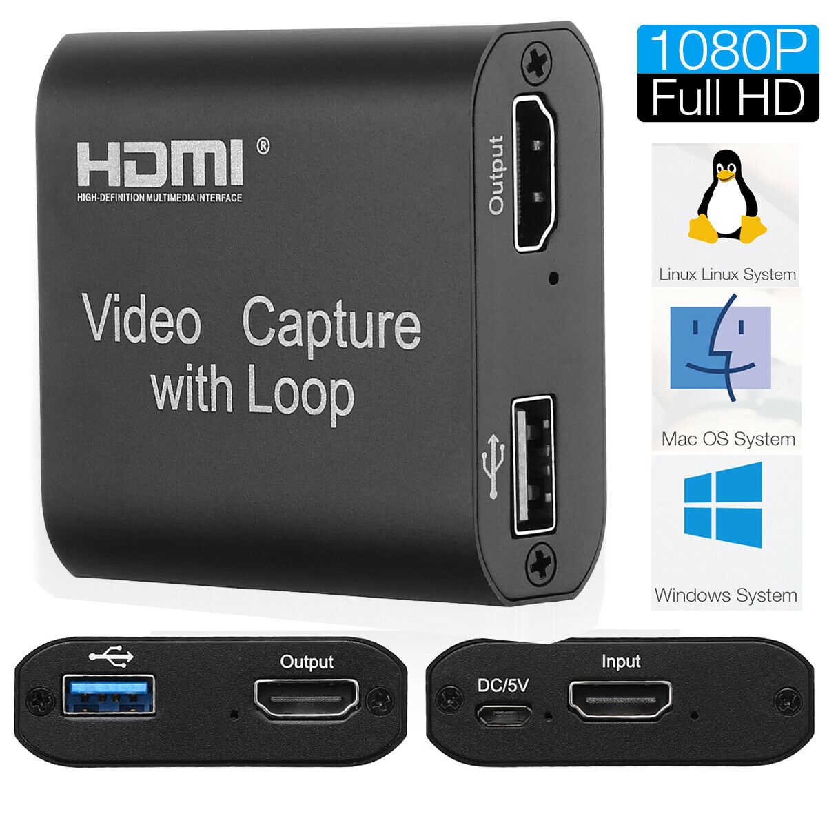 1080P HDMI Video Digtal Capture Card Recorder For Game/Video Live Streaming New