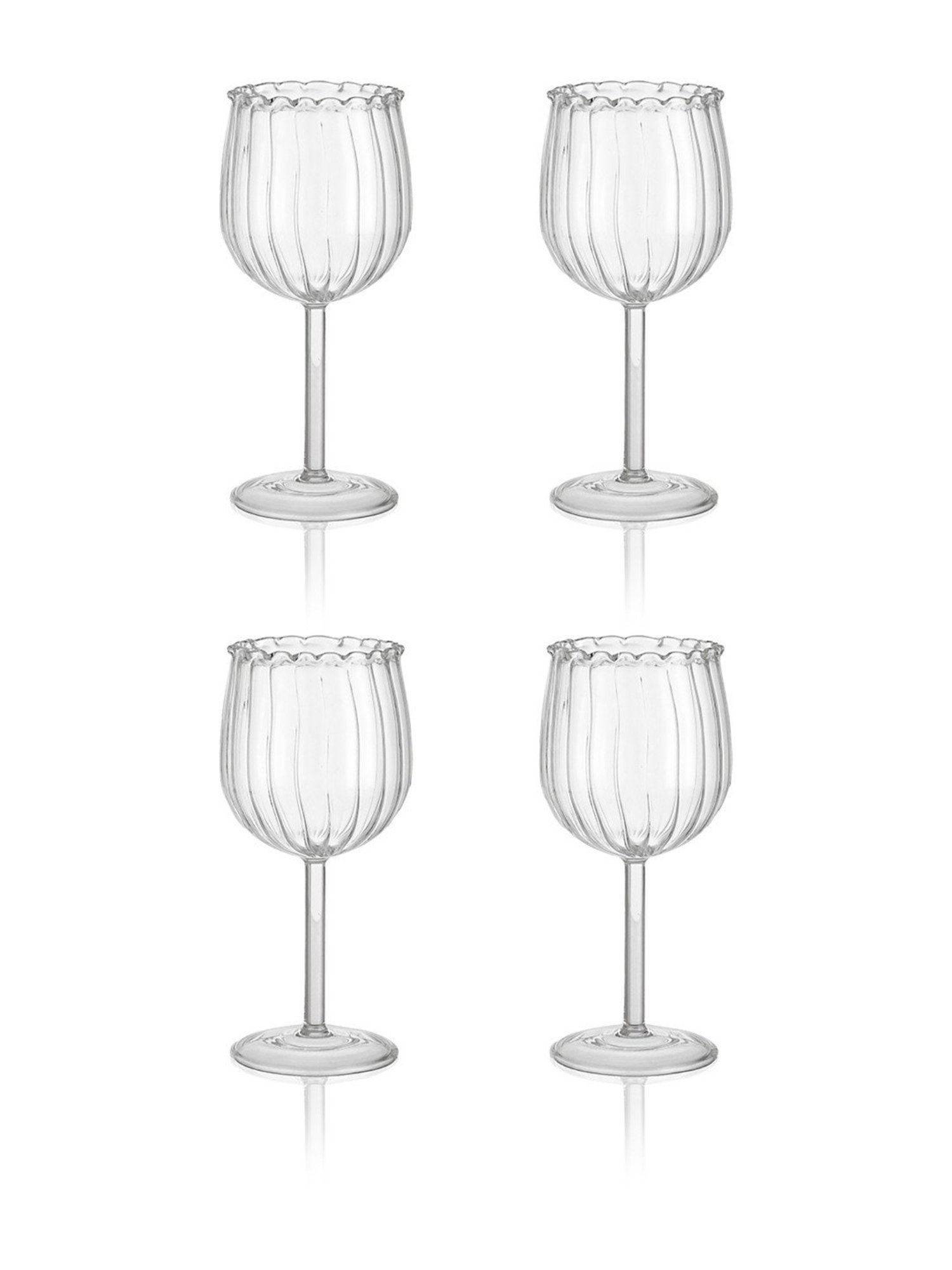 Trovea's Rose Shape Transparent Glass Wine Glass - Set of 4
