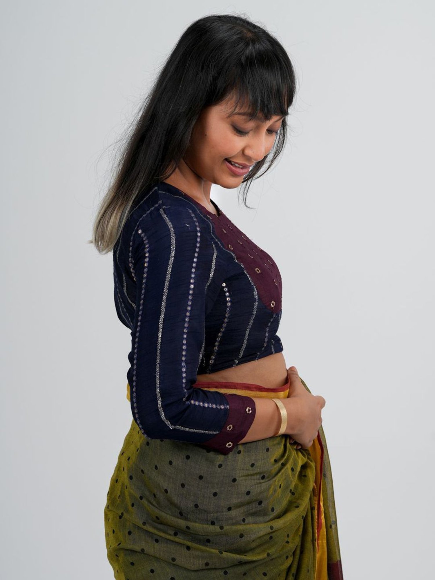 Suta Navy & Purple Embellished Blouse