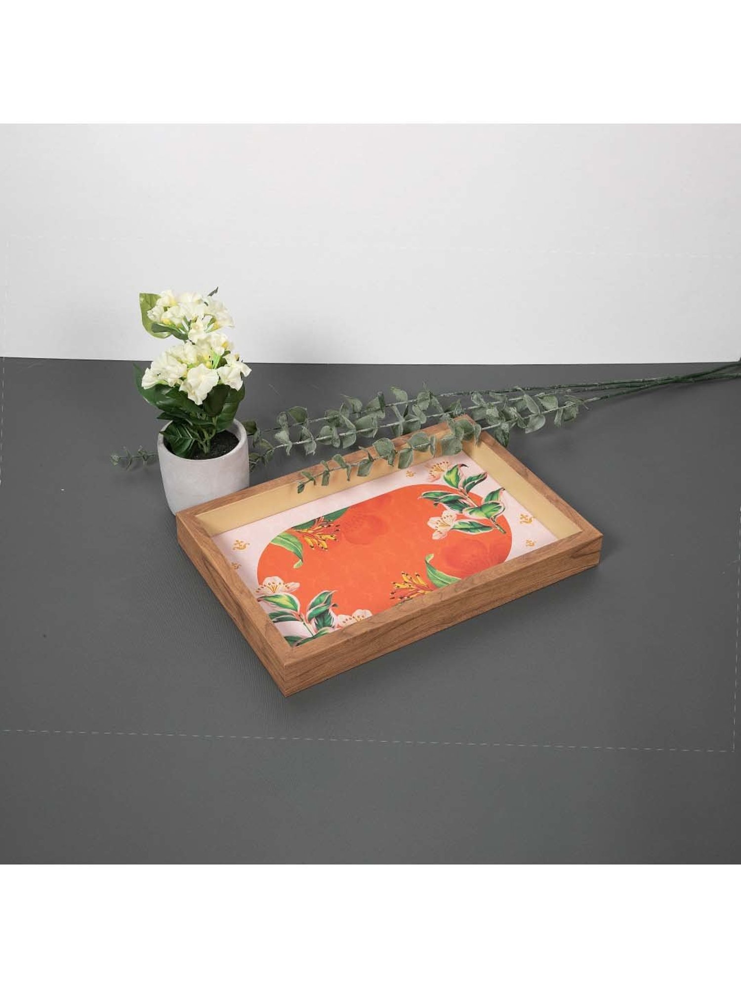ICRAFT Zest Series Orange & Brown Mdf Tray