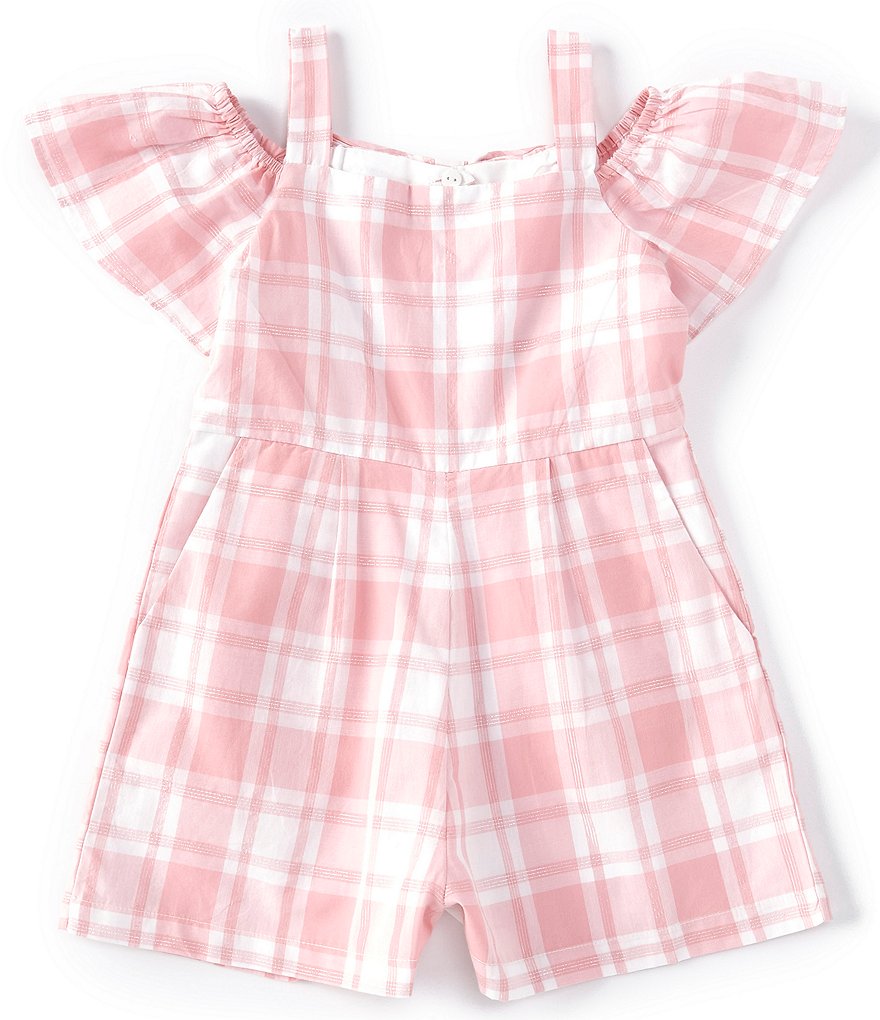 Flapdoodles Little Girls 2T-6X Short-Sleeve Kitty Paperbag-Waist Romper