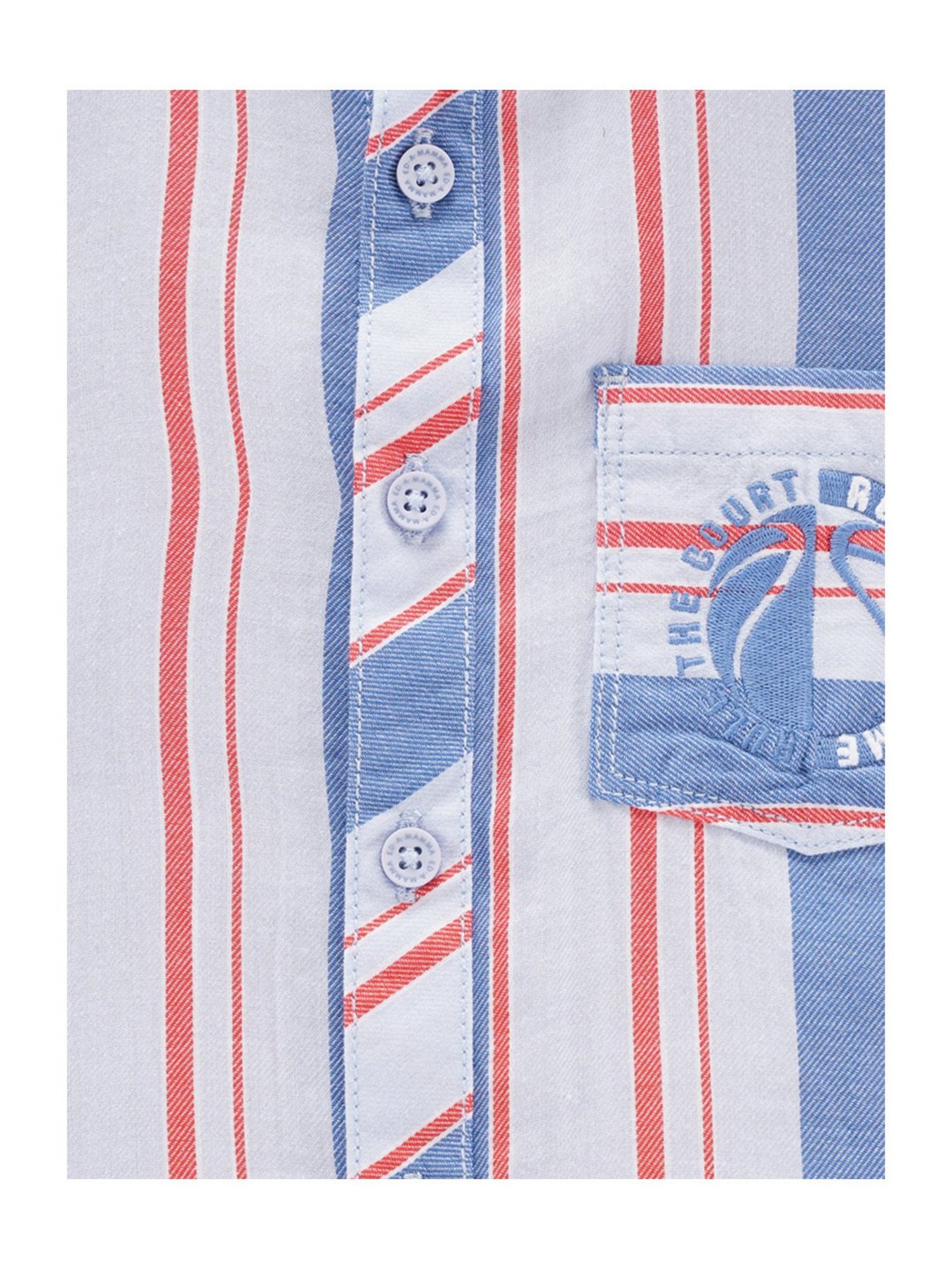 Ed-a-Mamma Kids Blue & Red Striped Full Sleeves Shirt