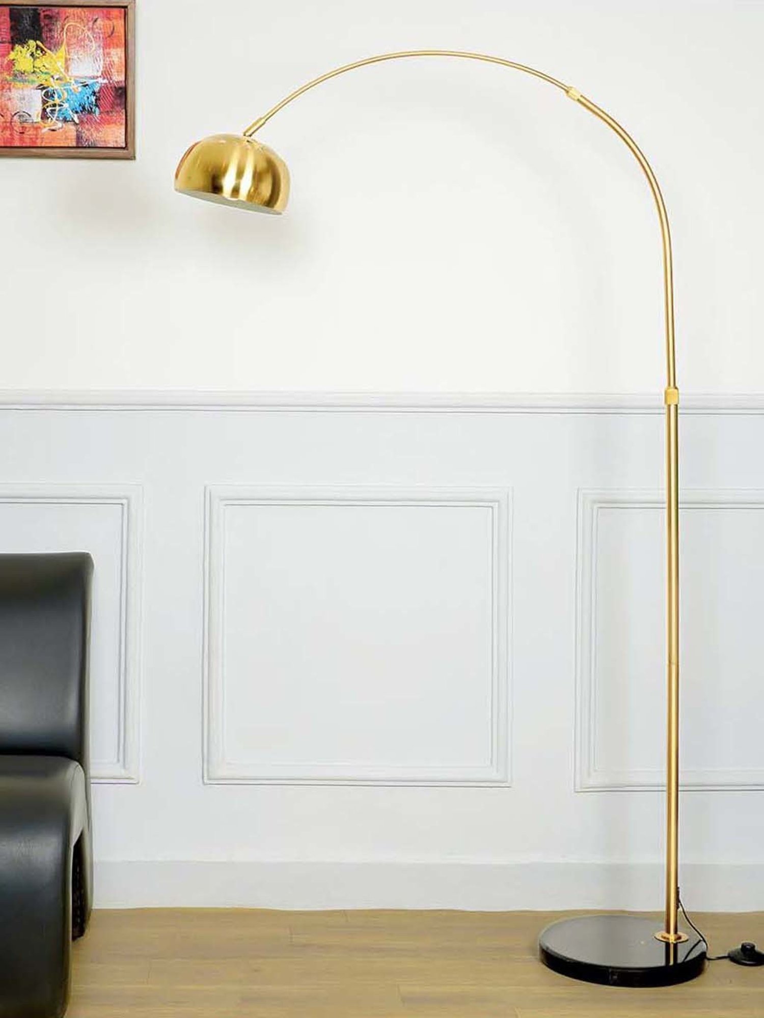 Kapoor E Illuminations Gallow Arc Brass & Black Metal Single Light Floor Lamp