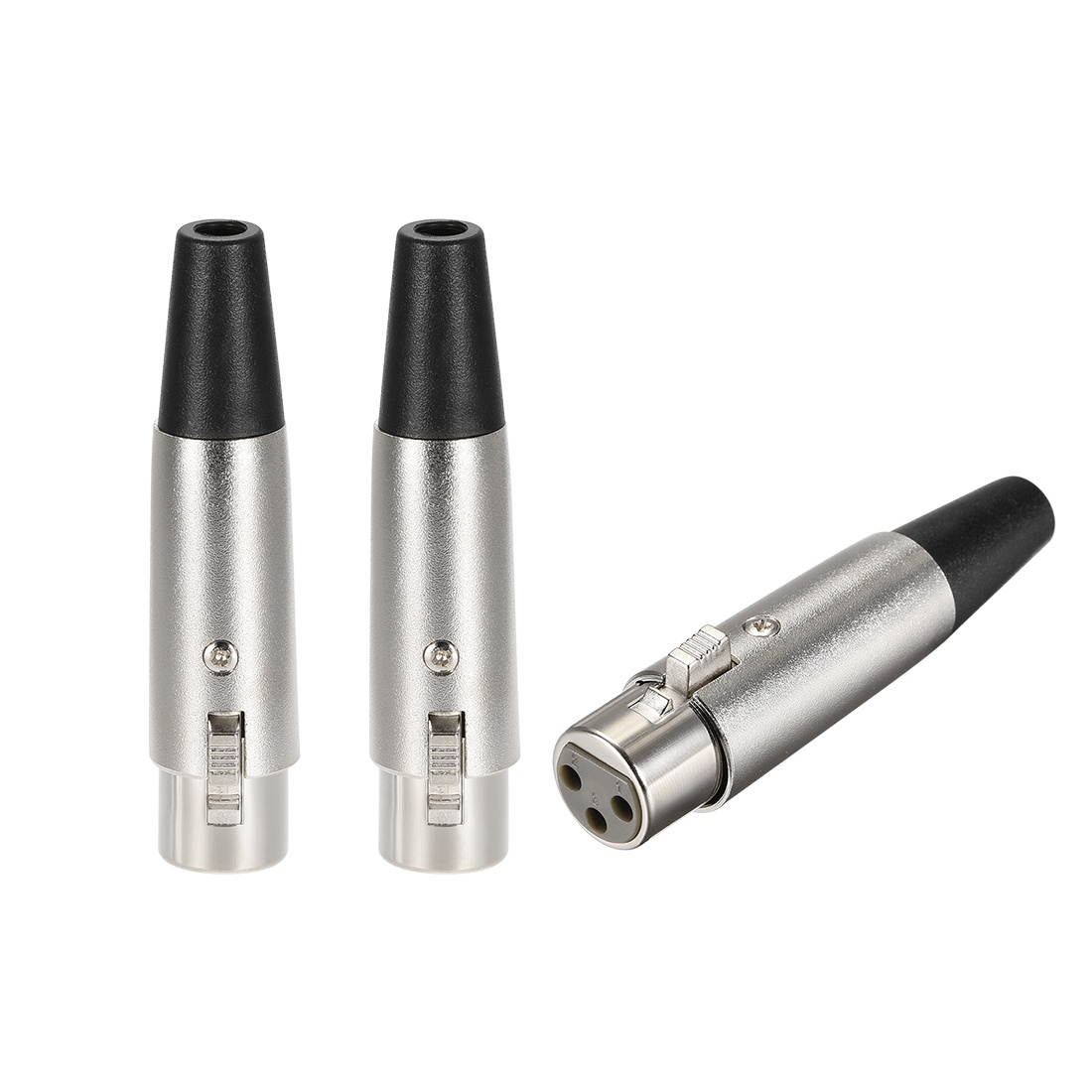 3pcs 3-Pin XLR Female Connector Adapter,Microphone Mic Cable Plug Connector,Mic Audio Socket