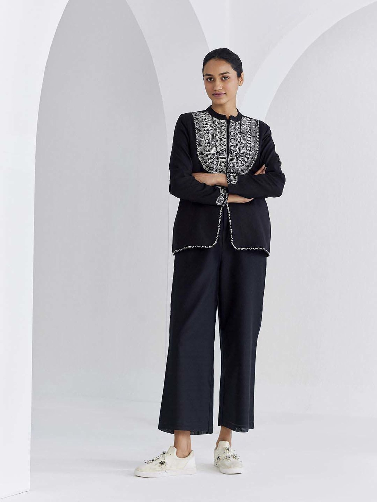 Ancestry Jet Black Embroidered Jacket