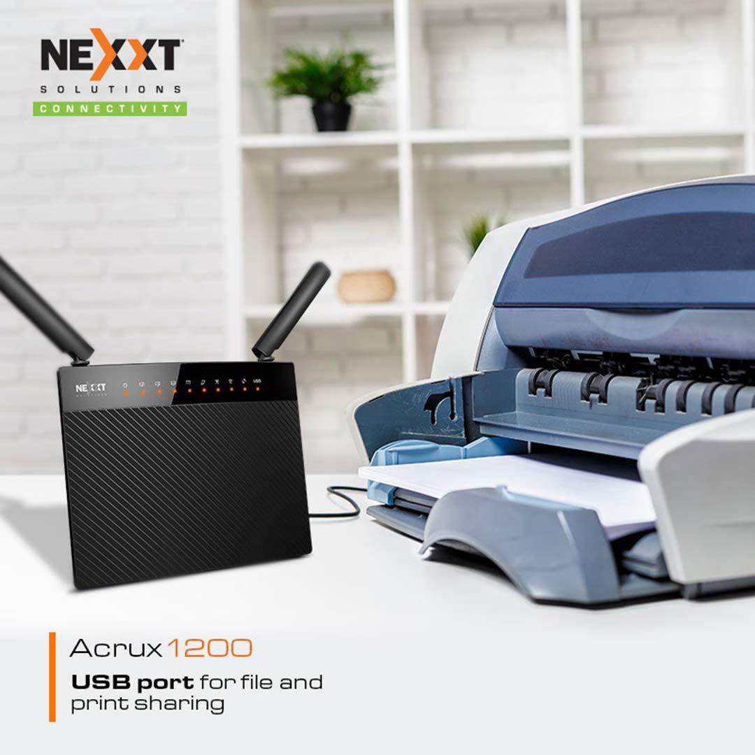 Nexxt Solutions Wireless Gigabit High-Speed AC1200 Dual-Band Router [Acrux 1200] | 1200Mbps Fast Ethernet with Signal Amplifying Antenna