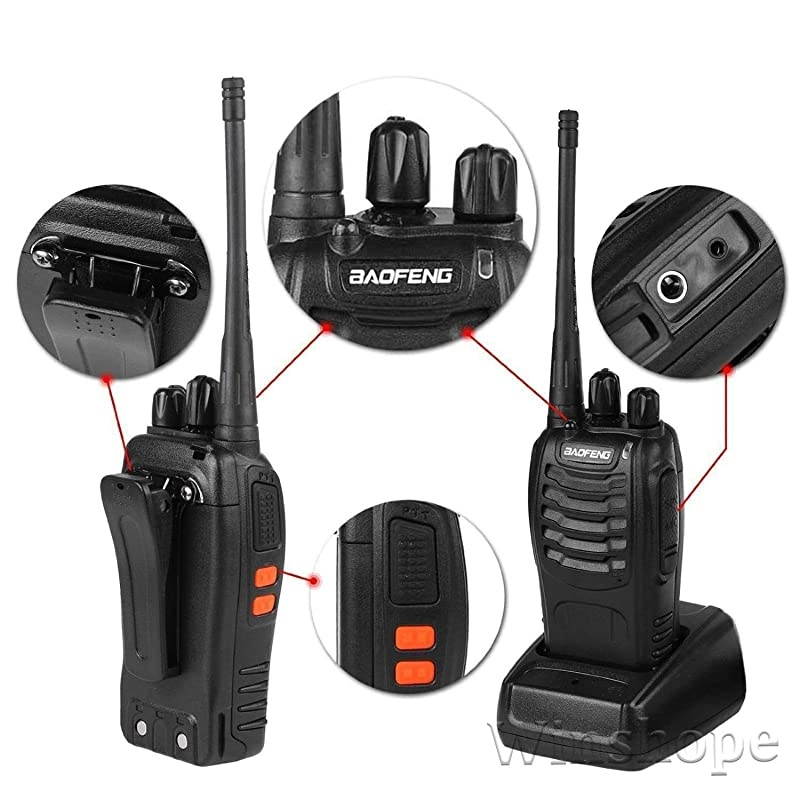 Long Range Two Way Radios 6 Pack FRSGMRS Walkie Talkies with Earpiece UHF Handheld Reachargeble BF888s Walkie Talkie for Adults or Kids Liion Battery and Charger Included