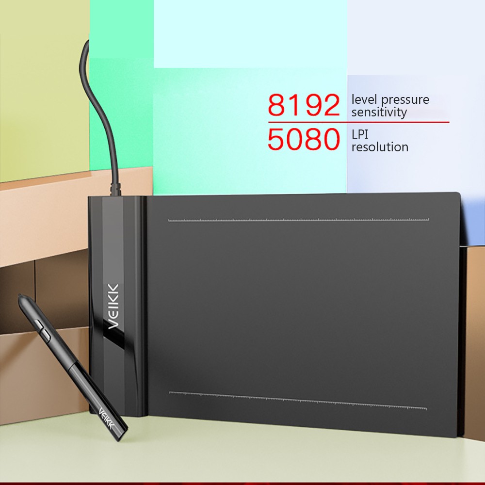 VEIKK S640 Digital Graphics Drawing Tablet 6*4 inch Pen Tablet with 8192 Levels Pressure Passive Pen 5080 LPI One-Touch Eraser Hand Painted Tablet
