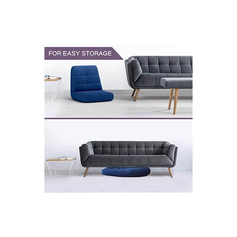 Easy Lounge Floor Chair- Adjustable Padded Folding Chair with Back Support, Comfortable Gaming Chair with Backrest for Home and Office, Blue&hellip;