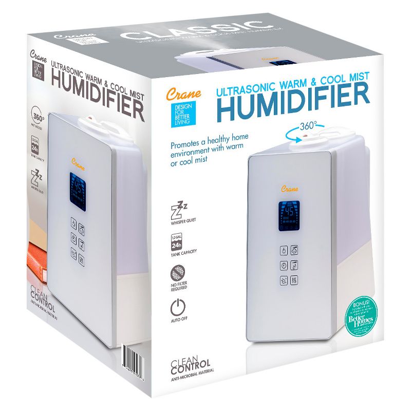 Crane Digital Clean Control Warm & Cool Mist Humidifier