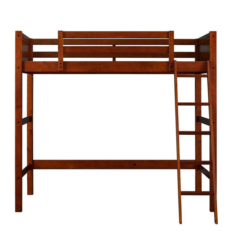 Twin Houston Kids' Wooden Loft Bed with Ladder Walnut - Room & Joy