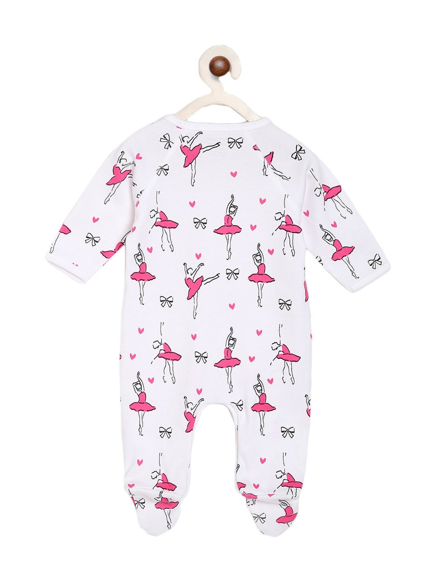 Berrytree Organic Kids Pink Cotton Ballerina Print Rompers