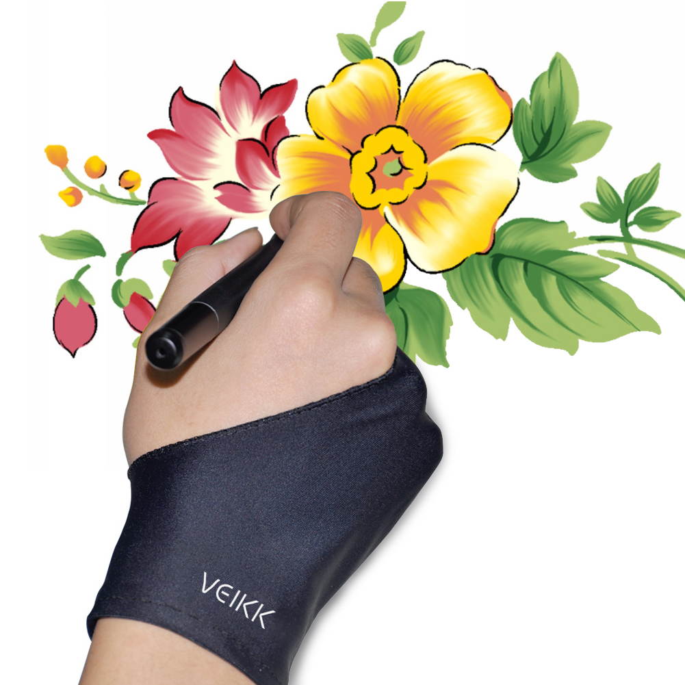 VEIKK Artist Glove for Drawing Tablet Free Size, 1 Unit for Left-Handed or Right-Handed- Black