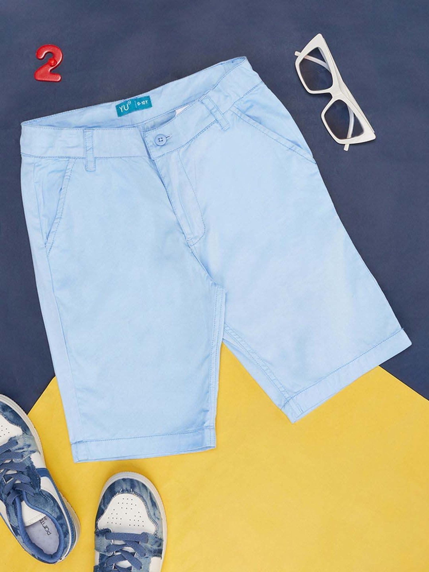 YU by Pantaloons Kids Blue Cotton Regular Fit Shorts