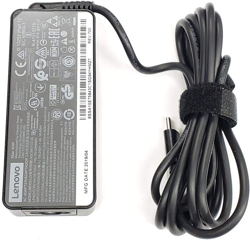 New Lenovo Original Laptop Charger 45W watt USB Type C AC Power Adapter - Lenovo ThinkPad Yoga MiixX280 T480 T480s T580 E480MIIX5 ProX1 Carbon 2017 2018X1 Tablet