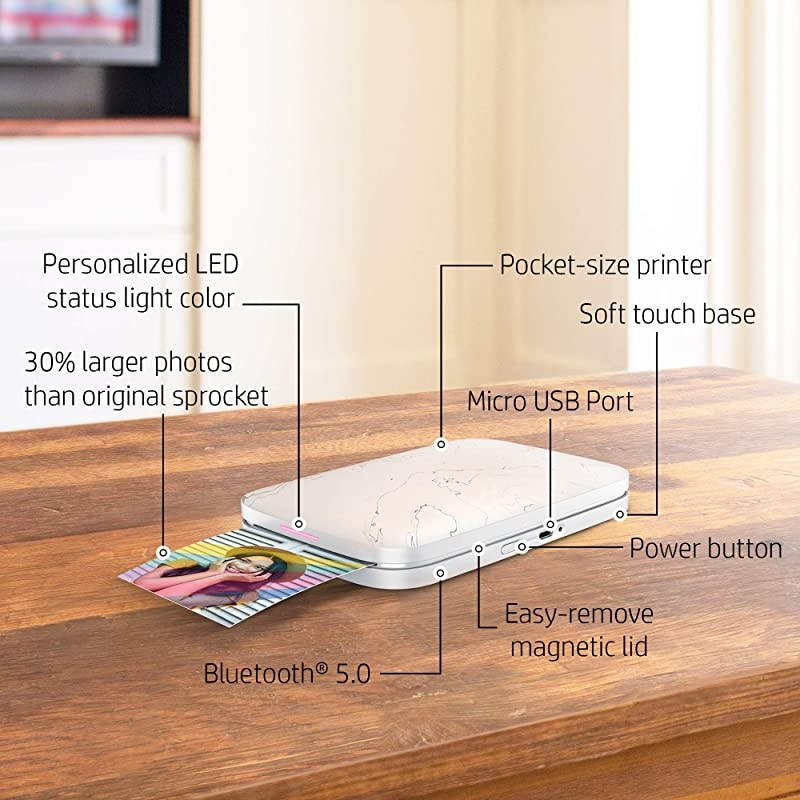 Sprocket Select Portable 2.3x3.4" Instant Photo Printer (Eclipse) Print Pictures on Zink Sticky-Backed Paper from your iOS & Android Device.