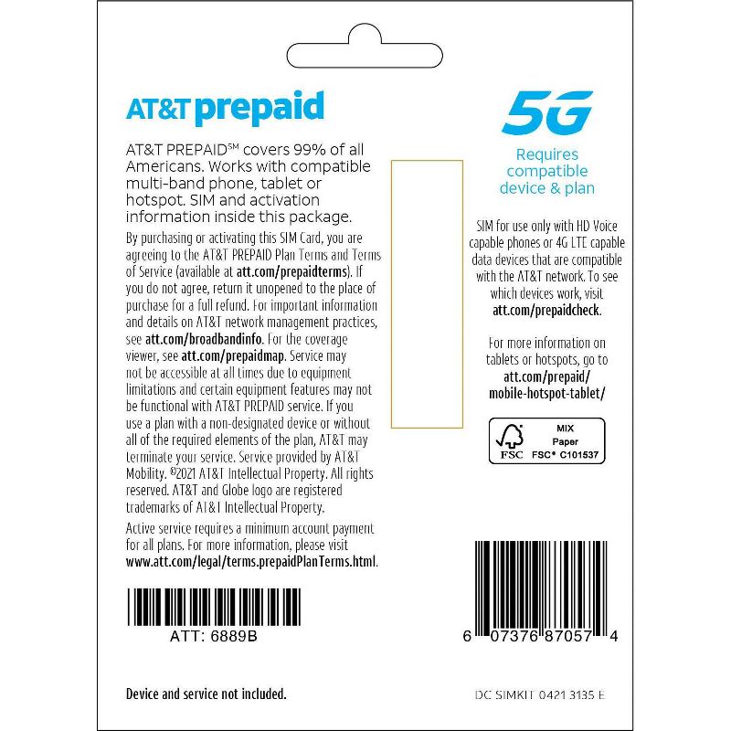 AT&T Prepaid SIM Card Kit (Nano) - Blue