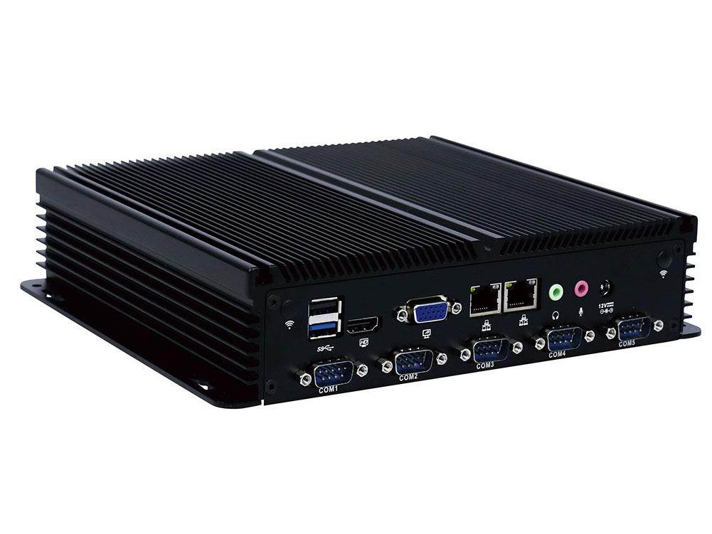 Fanless Industrial PC Rugged Computer IPC Mini PC Windows 10 Pro/ Linux with Intel Quad Core J1900 6 COM 2 LAN 3G 4G WiFi Support SIM Slot 8G RAM 128G SSD Partaker I13