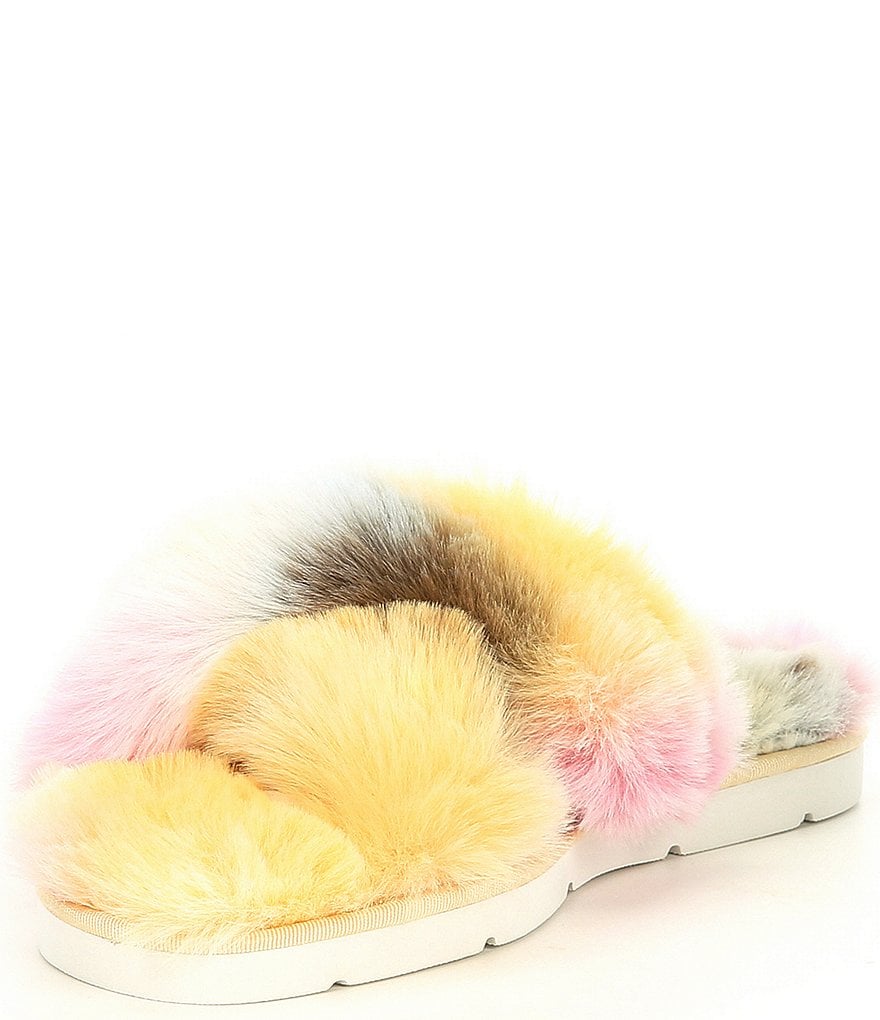 Dolce Vita Pillar Faux Fur Tie-Dye Cross Band Slides
