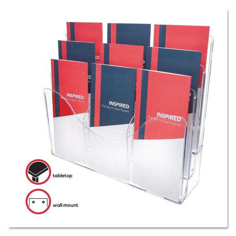 Deflecto Three-Tier Document Organizer With Dividers 13-3/8w x 3-1/2d x 11-1/2h Clear 47631