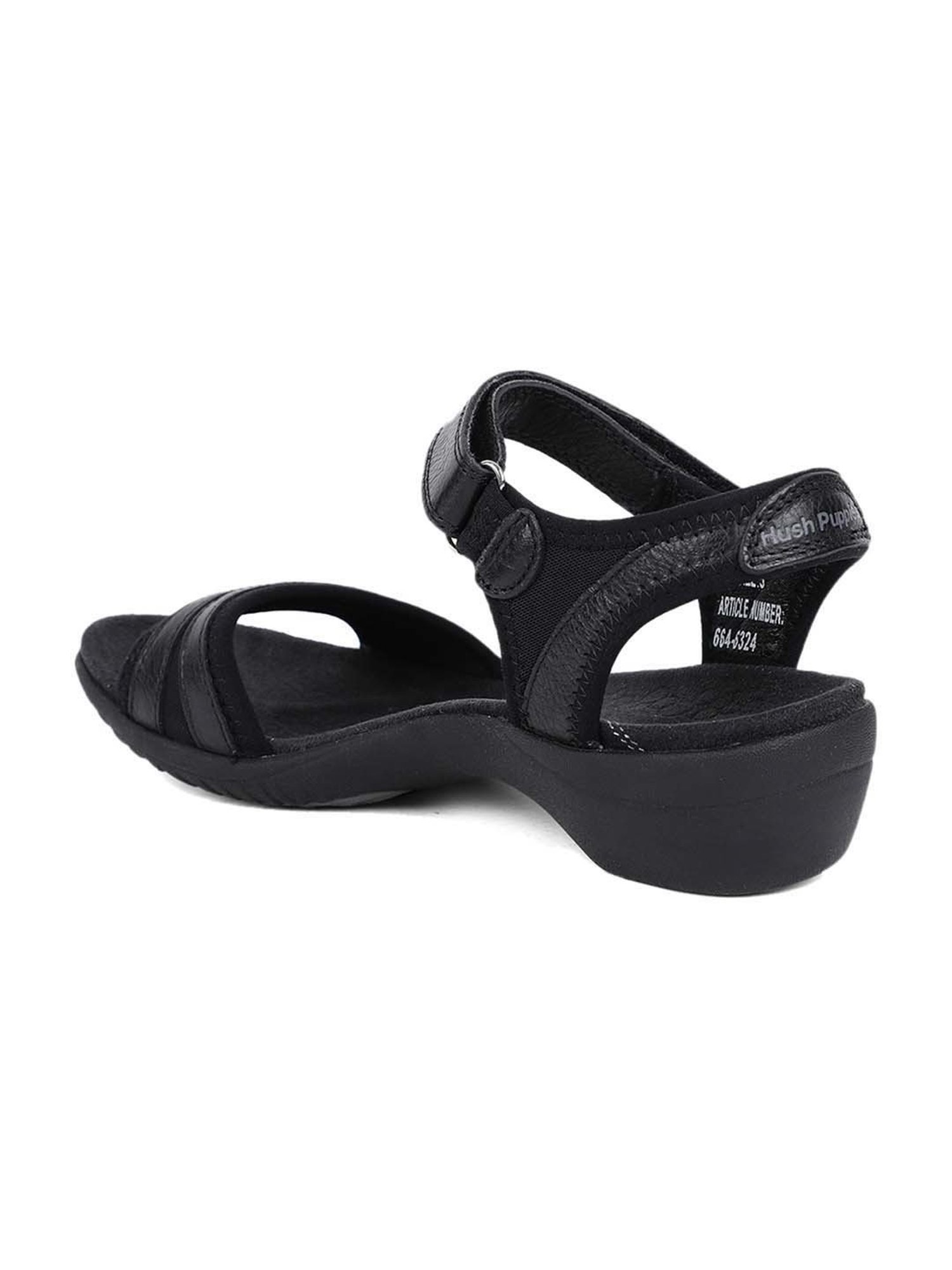 Hush Puppies by Bata Women's Black Ankle Strap Wedges