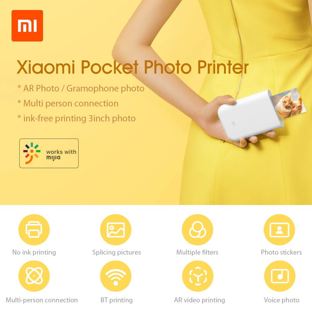 Xiaomi Zink Portable Photo Pocket Printer AR Printer 400dpi With DIY Share 500mAh Mini Picture Printer