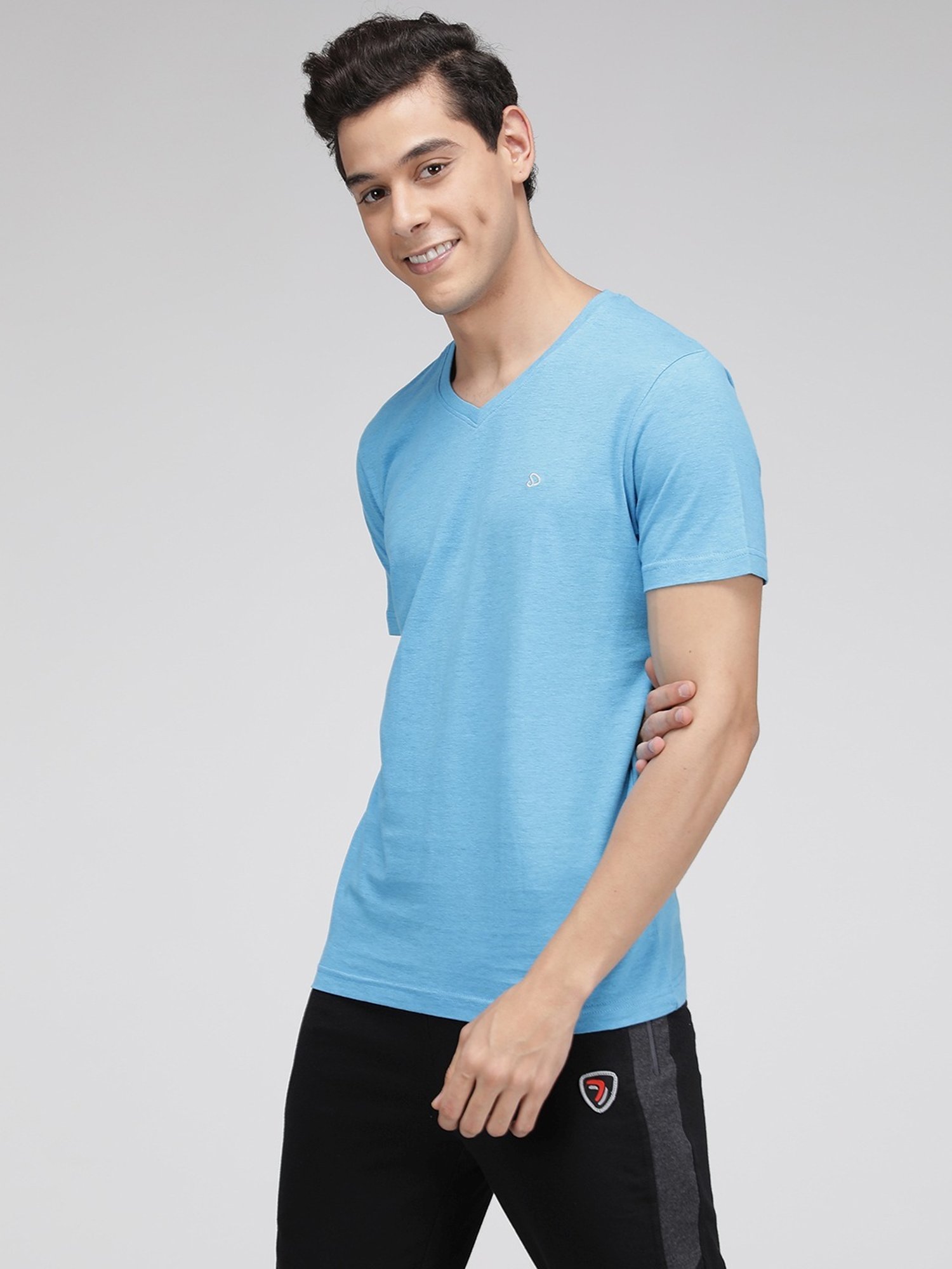 Sporto Light Blue Regular Fit T-Shirt