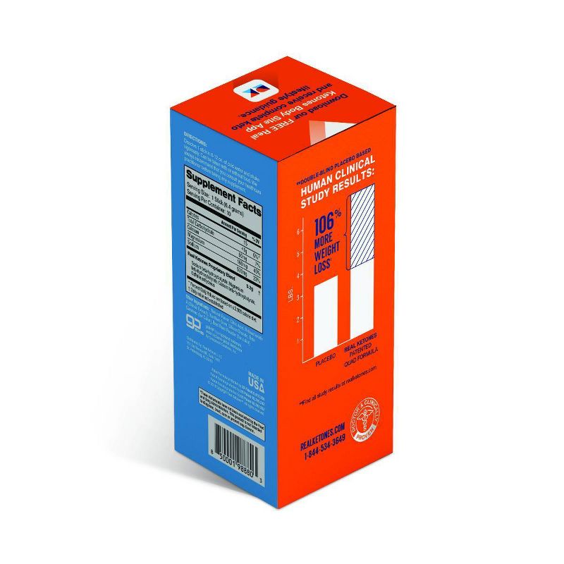 Real Ketones D-BHB Exogenous Keto Caffeinated Weight Loss Powder Sticks - Peach - 10ct